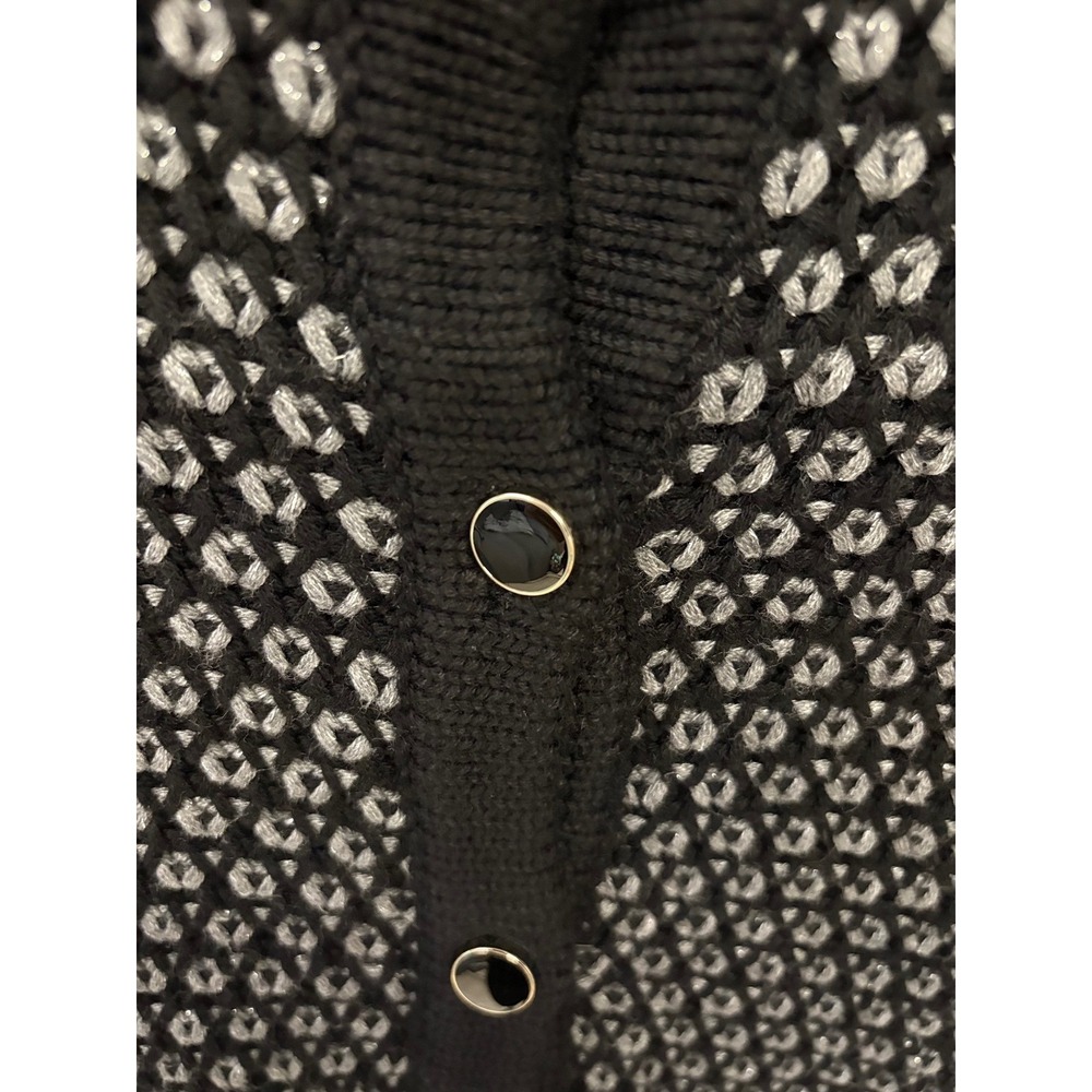 Dark Academia Chic Office Cardigan‎ Women XS Black Silver Metallic Preppy - Picture 3 of 5